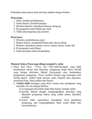 Pengertian prosa dan jenis prosa | PDF