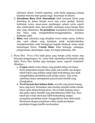 Pengertian prosa dan jenis prosa | PDF