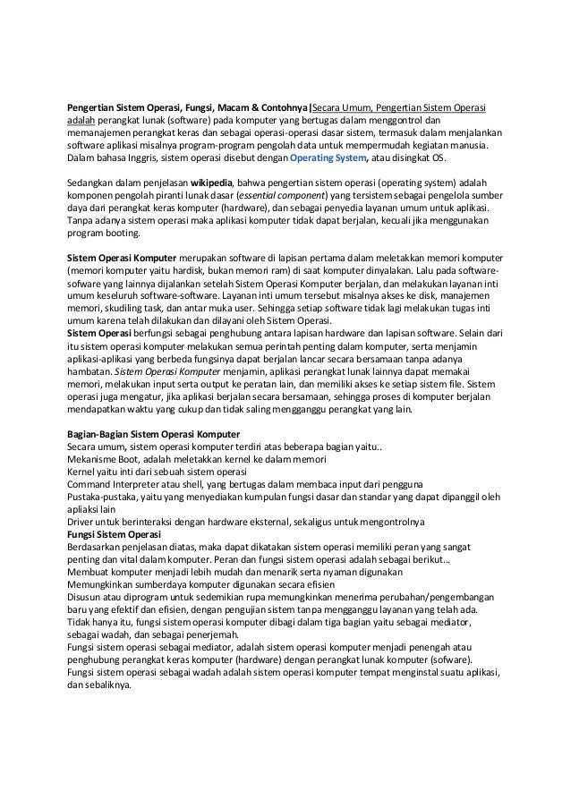 Inti Dari Sebuah Sistem Operasi Disebut Coba Sebutkan