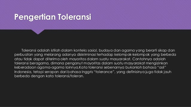 Pengertian Toleransi Dan Dalil Nya
