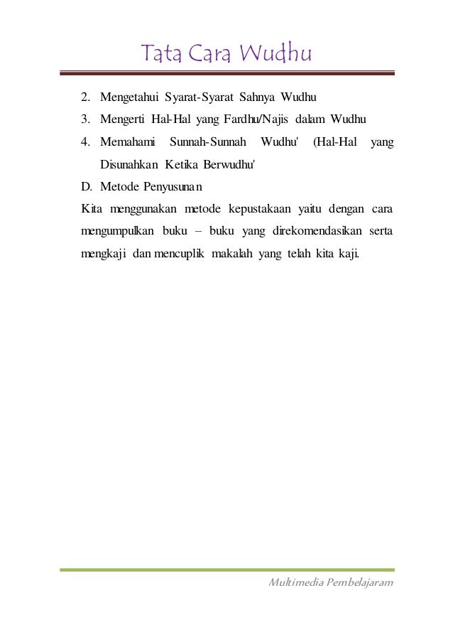 Modul Tentang Berwudhu Fahrin