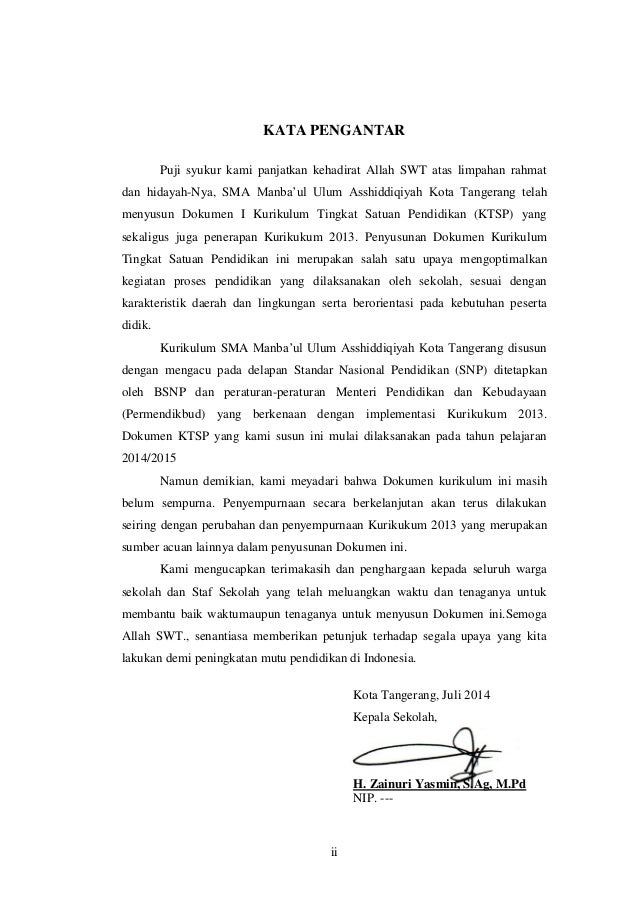 Pengesahan Kata Pengantar Daftar Isi Ktsp 1415