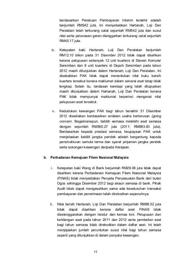Laporan Ketua Audit Negara 2012  Pengesahan Penyata Kewangan & Pengu…