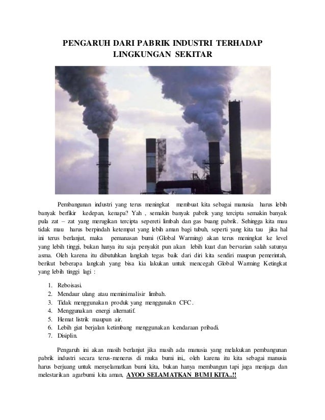 Pengetahuan Lingkungan Industri Artikel