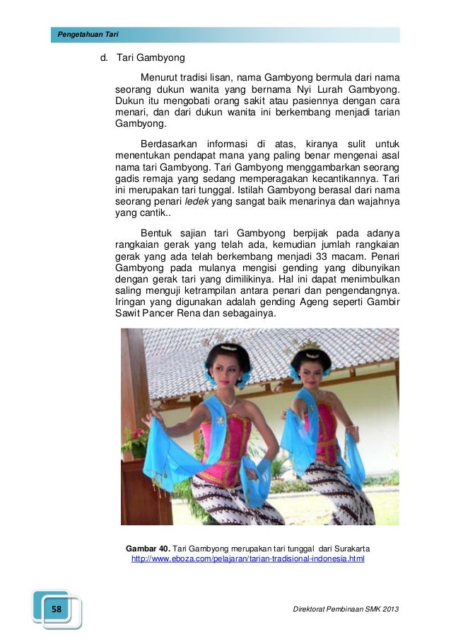 Contoh Identifikasi Tari Gambyong - Contoh Oren