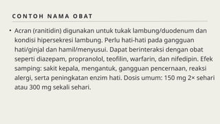 Penggolongan Obat Gastrointestinal untuk farmakologi | PPTX
