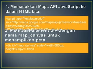 <script type="text/javascript"
src="http://maps.google.com/maps/api/js?sensor=true&am
p;key=AIzaSyDKV7t22hMTicAfgfKMbxV2bPtWit1GW8"></script>

<div id="map_canvas" style="width:600px;
height:600px"></div>

 