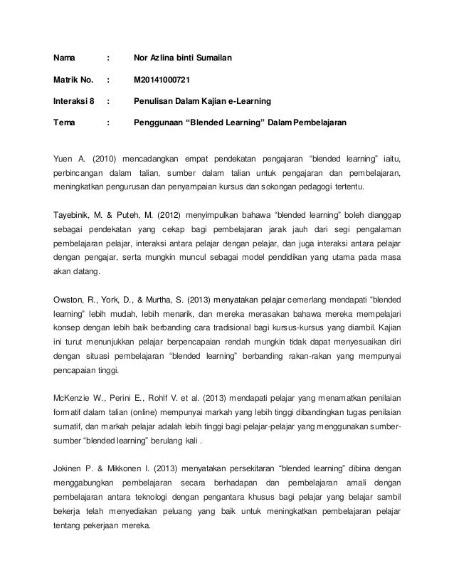 Penggunaan Blended Learning Dalam Pembelajaran