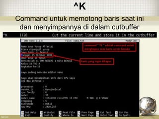 ^K
Command untuk memotong baris saat ini
dan menyimpannya di dalam cutbuffer
 