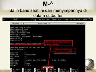 M-^
Salin baris saat ini dan menyimpannya di
dalam cutbuffer
 