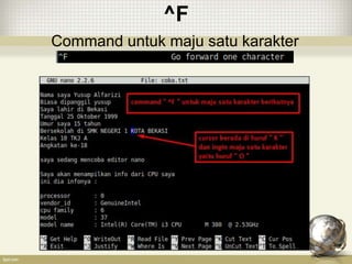 ^F
Command untuk maju satu karakter
 