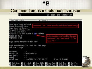 ^B
Command untuk mundur satu karakter
 