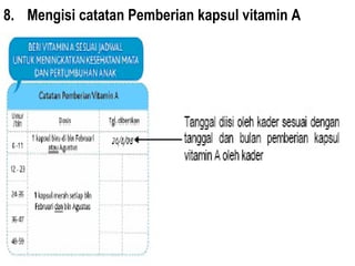 8. Mengisi catatan Pemberian kapsul vitamin A 
 