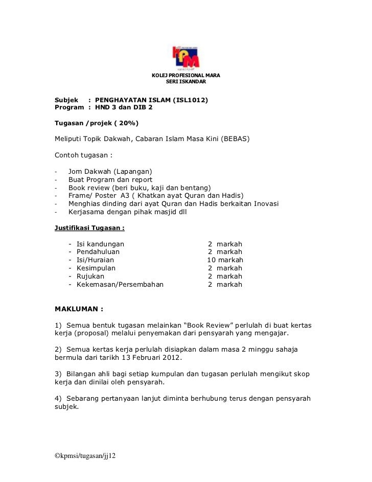 Tugasan Penghayatan Islam Isl 1012