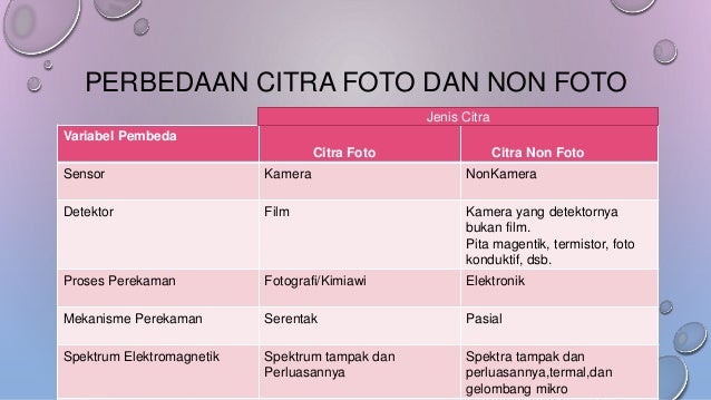 Perbedaan Citra Foto Dan Citra Non Foto Terkait Perbedaan
