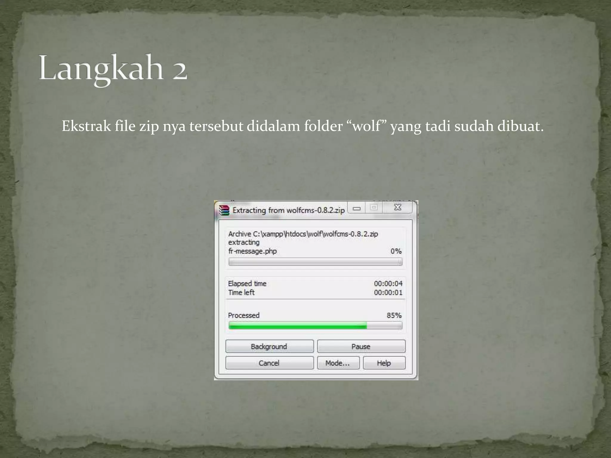 Ekstrak file zip nya tersebut didalam folder “wolf” yang tadi sudah dibuat.
 
