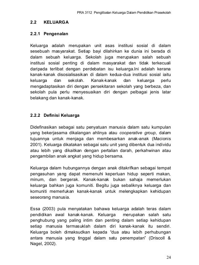 Penglibatan Keluarga Dalam Pendidikan Prasekolah