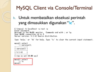 Panggil Mysql Pengolahan Database Dengan MySQL | PDF