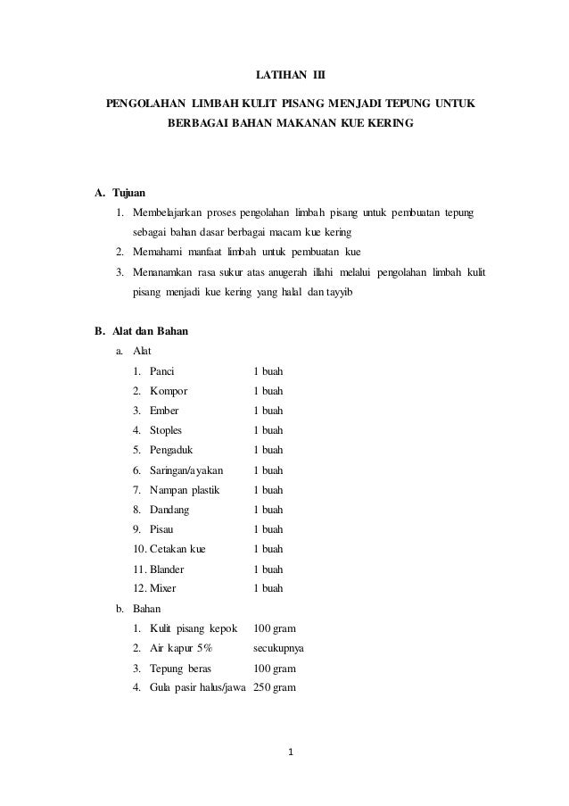 Pengolahan limbah kulit pisang menjadi tepung untuk 