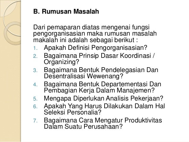 Pengorganisasian Dalam Manajemen
