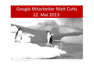 fvw Praxistag Online Marketing: Sichtbarkeit mit SEO Roland Delion, Aktiv-Reise.Netz
Google Mitarbeiter Matt Cutts
22. Mai 2013:
 