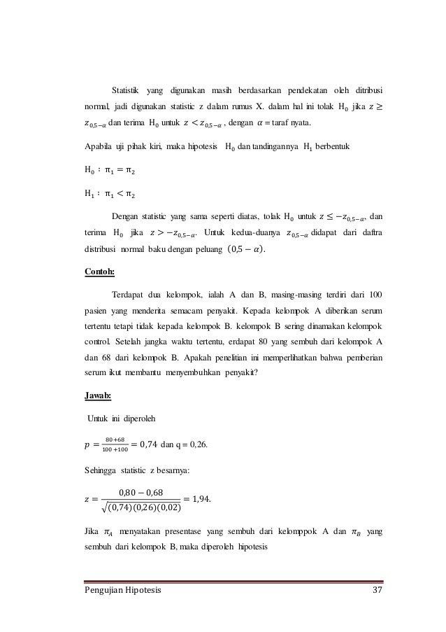 Pengujian Hipotesis (Makalah Pengantar Statistika)