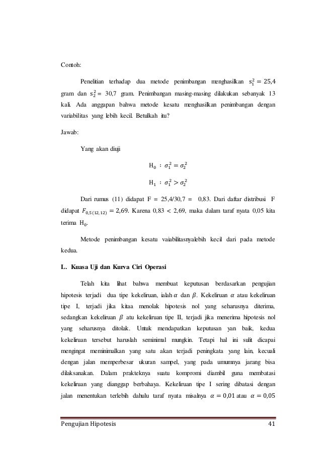 Pengujian Hipotesis Makalah Pengantar Statistika