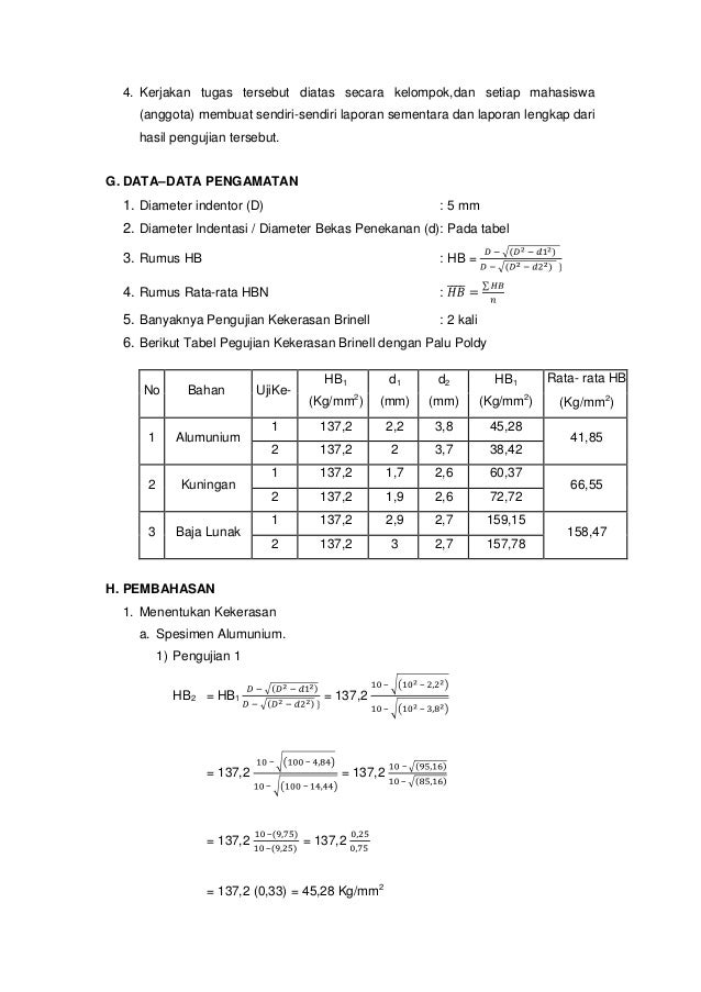 Pengujian Kekrasan Brinell Dengan Palu Poldy A Lim Abror 135042410