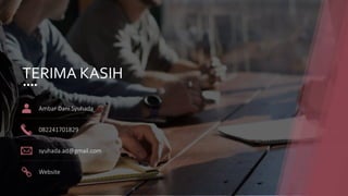 TERIMA KASIH
Ambar Dani Syuhada
082241701829
syuhada.ad@gmail.com
Website
 