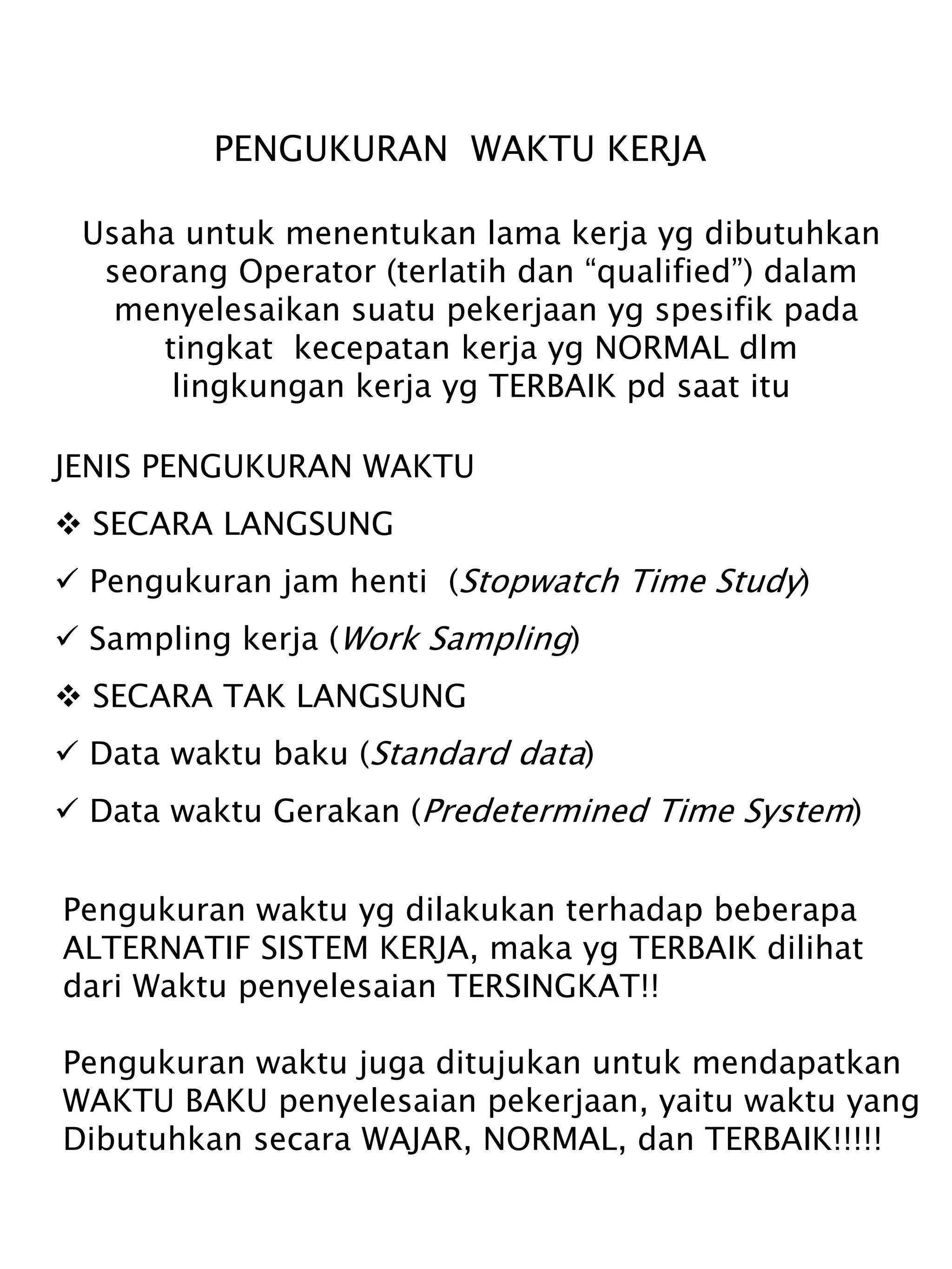 Pengukuran waktu kerja | PDF
