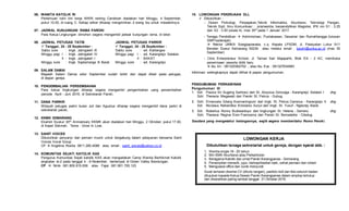 06. WANITA KATOLIK RI
Pertemuan rutin tim kerja WKRI ranting Candisari diadakan hari Minggu, 4 September,
pukul 10.00, di ruang C. Setiap wilker diharap mengirimkan 2 orang ibu untuk mewakilinya.
07. JADWAL KUNJUNGAN RAMA PAROKI
Para Ketua Lingkungan dimohon segera mengambil jadwal kunjungan rama, di loker.
08. JADWAL PETUGAS TATIB JADWAL PETUGAS PARKIR
 Tanggal, 24 - 25 September :  Tanggal, 24 - 25 September :
Sabtu sore : lingk. Jatingaleh III Sabtu sore : wil. Kalilangse
Minggu pagi I : lingk. Jatingaleh IV Minggu pagi I : wil. Karangrejo Selatan
II : lingk. Jatingaleh I II : BAKAT
Minggu sore : lingk. Saptamarga III Barat Minggu sore : wil. Karangrejo
09. SALAM DAMAI
Majalah Salam Damai edisi September sudah terbit dan dapat dibeli pada petugas,
di depan gereja.
10. PENGEMBALIAN PERSEMBAHAN
Para ketua lingkungan diharap segera mengambil pengembalian uang persembahan
periode April - Juni 2016, di Sekretariat Paroki.
11. DANA PARKIR
Wilayah petugas parkir bulan Juli dan Agustus diharap segera mengambil dana parkir di
sekretariat paroki.
12. KKMK SEMARANG
Ekaristi Syukur 30th Anniversary KKMK akan diadakan hari Minggu, 2 Oktober, pukul 17.00,
di Kapel Sekinah. Tema : Grow In Love.
13. SAINT VOICES
Dibutuhkan penyanyi dan pemain musik untuk bergabung dalam pelayanan bersama Saint
Voices Vocal Group.
CP  Angelina Rosita 0811.260.4088 atau email : saint_voices@yahoo.co.id
14. KOMUNITAS SEJATI KATOLIK KAS
Pengurus Komunitas Sejati katolik KAS akan mengadakan Camp Wanita Berhikmat Katolik
angkatan le-2 pada tanggal 4 - 6 November, bertempat di Green Valley Bandungan.
CP  Ninik 081.805.915.836 atau Fajar 081.901.705.123
15. LOWONGAN PEKERJAAN DLL
 Dibutuhkan :
- Dosen Psikologi, Perpajakan,Teknik Informatika, Akuntansi, Teknologi Pangan,
Teknik Sipil, Ilmu Komunikasi : pria/wanita, berpendidikan Magister, IPK mn S1 : 3.25
dan S2 : 3.50 (skala 4), max 35th pada 1 Januari 2017.
- Tenaga Pendidikan  Administrasi, Pustakawan, Desainer dan Rumahtangga (lulusan
SMP/sederajat)
 Rektor UNIKA Soegijapranata, c.q. Kepala LPSDM, Jl. Pawiyatan Luhur IV/1
Bendan Duwur Semarang 50234 atau melalui email : lpsdm@unika.ac.id (max 30
September)
- Citra Enterpreneur School, Jl. Taman Sari Majapahit, Blok EA - 2 AC, membuka
penerimaan peserta didik baru
 Ibu Ari : 081325362702 ; atau Ibu Eva : 081327634983
Informasi selengkapnya dapat dilihat di papan pengumuman.
PENGUMUMAN PERKAWINAN
Pengumuman III
1. Sdr. Paulus Sri Sugeng Santoso dari St. Aloysius Gonzaga - Karangrejo Selatan I dng
Sdri. Theresia Megawati dari Paroki St. Petrus - Gubug.
2. Sdri. Emanuela Gilang Kosmaningrum dari lingk. St. Petrus Canisius - Karangrejo II dng
Sdr. Nicolaus Rahandika Kristiarso Suryo dari lingk. St. Yusuf - Ngesrep Barat.
3. Sdr. Robertus Ronny Budiwardoyo dari lingkungan St. Helena - Semeru dng
Sdri. Theresia Regina Eren Franixema dari Paroki St. Bernadette - Ciledug.
Saudara yang mengetahui halangannya, wajib segera memberitahu Romo Paroki.
LOWONGAN KERJA
Dibutuhkan tenaga sekretariat untuk gereja, dengan syarat sbb. :
1. Wanita single 18 - 25 tahun
2. Min SMK Akuntansi atau Perkantoran
3. Beragama Katolik dan umat Paroki Karangpanas - Semarang
4. Penampilan menarik, jujur, berkepribadian baik, sehat jasmani dan rohani
5. Menguasai office dan surat menyurat
Surat lamaran disertai CV (ditulis tangan), pasfoto 4x6 dan foto seluruh badan
ditujukan kepada Ketua Dewan Paroki Karangpanas dalam amplop tertutup
dan diserahkan paling lambat tanggal 31 Oktober 2016.
 