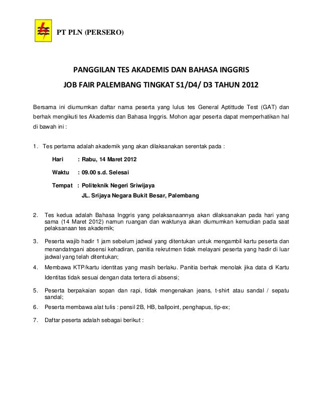 Contoh Soal Tes Akademik Pln 2012
