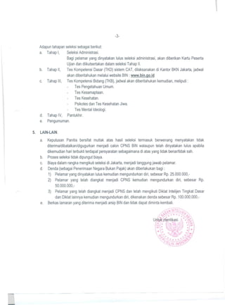 Pengumuman CPNS BIN 2014