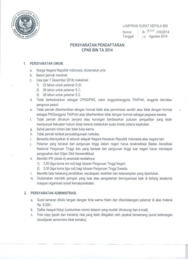 Pengumuman CPNS BIN 2014