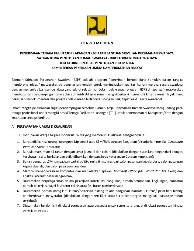 Pengumuman Rekrutmen Tfl 2018