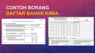 CONTOH BORANG
DAFTAR BAHAN KIMIA
 