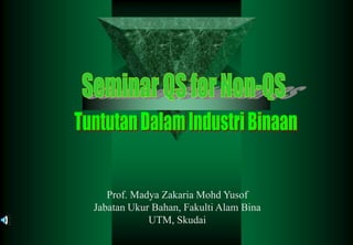 Prof. Madya Zakaria Mohd Yusof
Jabatan Ukur Bahan, Fakulti Alam Bina
            UTM, Skudai
 