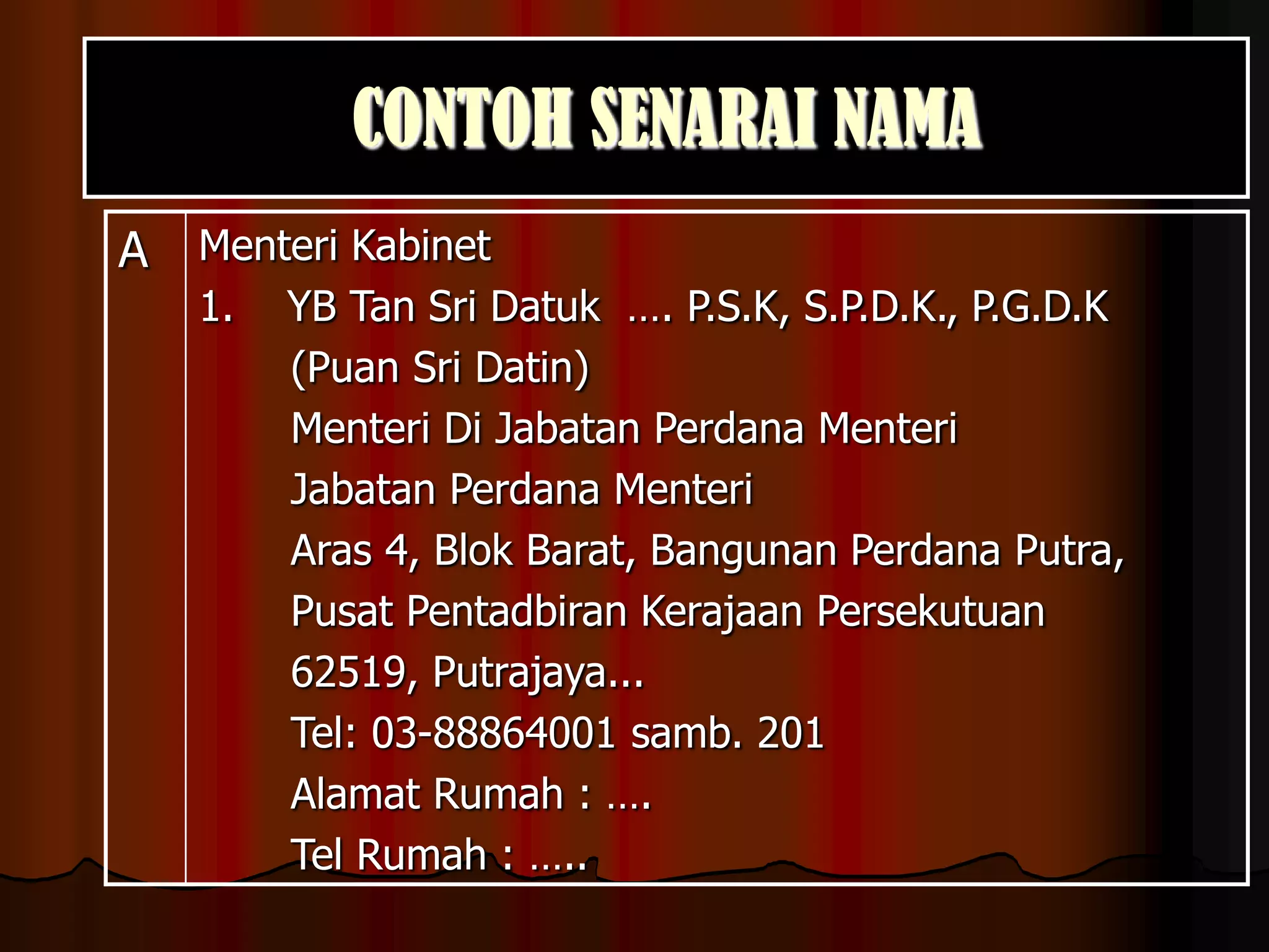 CONTOH SENARAI NAMA