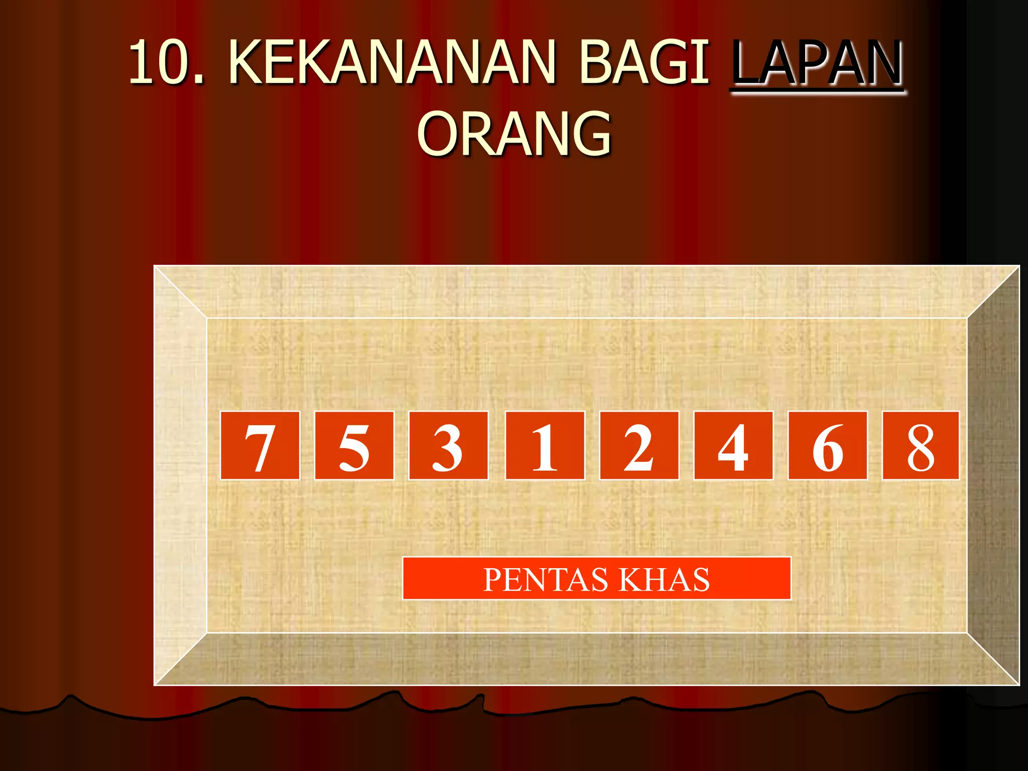 10. KEKANANAN BAGI LAPAN ORANG64213578PENTAS KHAS