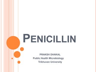 PENICILLIN
PRAKSH DHAKAL
Public Health Microbiology
Tribhuvan University
 