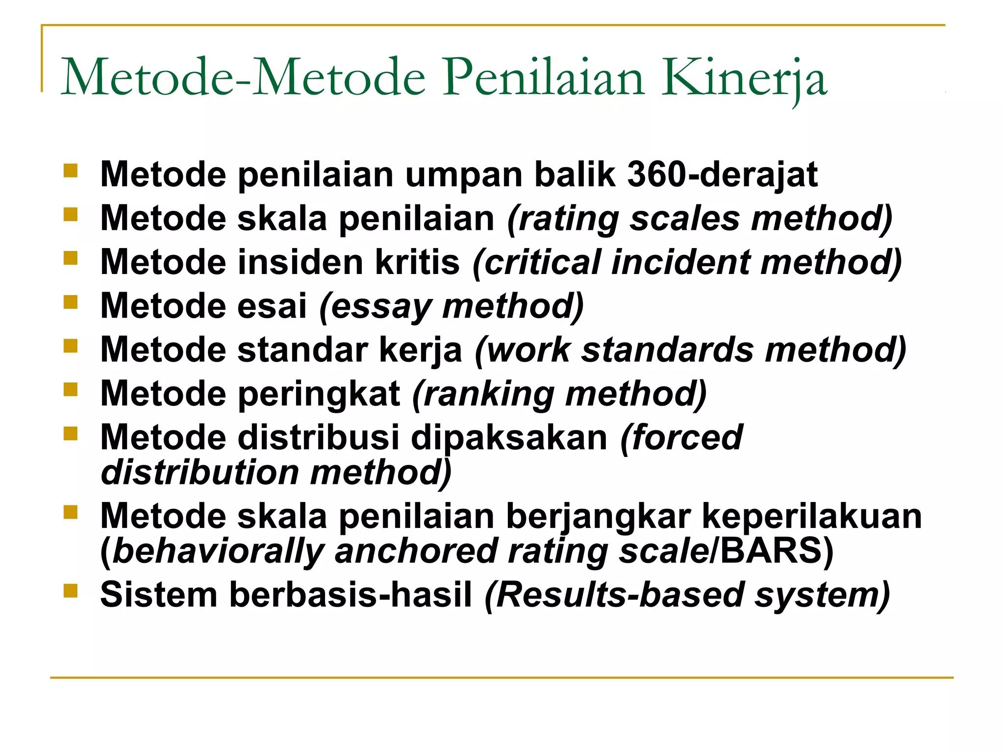 Metode Ranking Procedure Penilaian kinerja | PPT