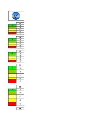 51
A   A
    B
    C
    D
    E

    52
A   A
    B
    C
    D
    E

    53
A   A
    B
    C
    D
    E

    54
A   A

    B

    C
    D
    E


    55
A   A
    B

    C

    D

    E


    56
 
