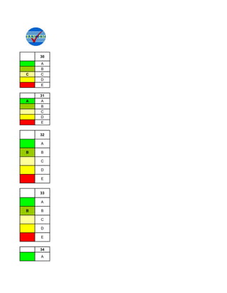 30
    A
    B
C   C
    D
    E

    31
A   A
    B
    C
    D
    E


    32

    A

B   B

    C

    D

    E


    33

    A

B   B

    C

    D

    E


    34
    A
 