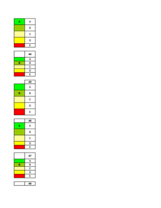 A   A

    B

    C

    D
    E


    44
    A
B   B
    C
    D
    E

    45
    A

B   B

    C

    D

    E


    46
A   A

    B

    C
    D
    E


    47
    A
B   B
    C
    D
    E

    48
 