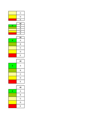 C

    D
    E

    42
A   A
    B
    C
    D
    E

    43
A   A

    B

    C

    D

    E


    44

A   A

    B

    C

    D

    E


    45

A   A

    B

    C

    D

    E
 