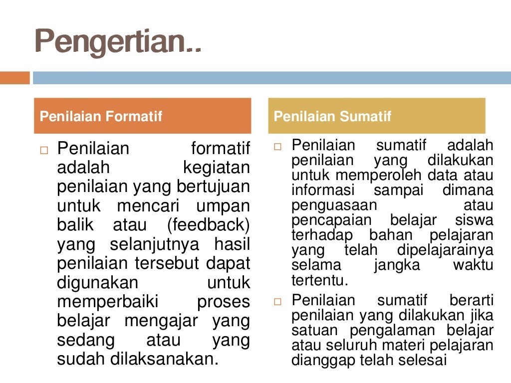 Sumatif Penilaian formatif sumatif