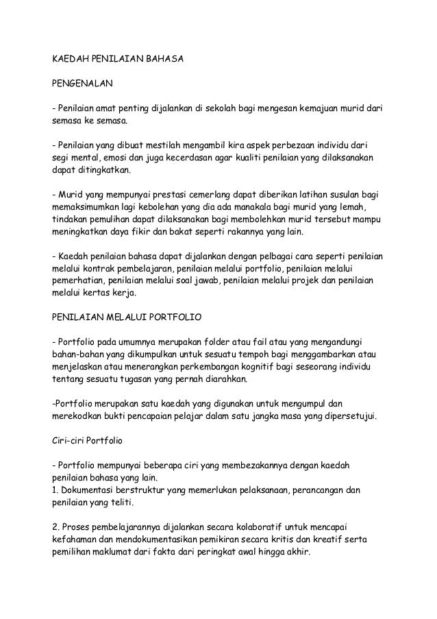 Penilaian kemahiran bahasa bmm 3103 Penilaian kemahiran bahasa bmm 3103