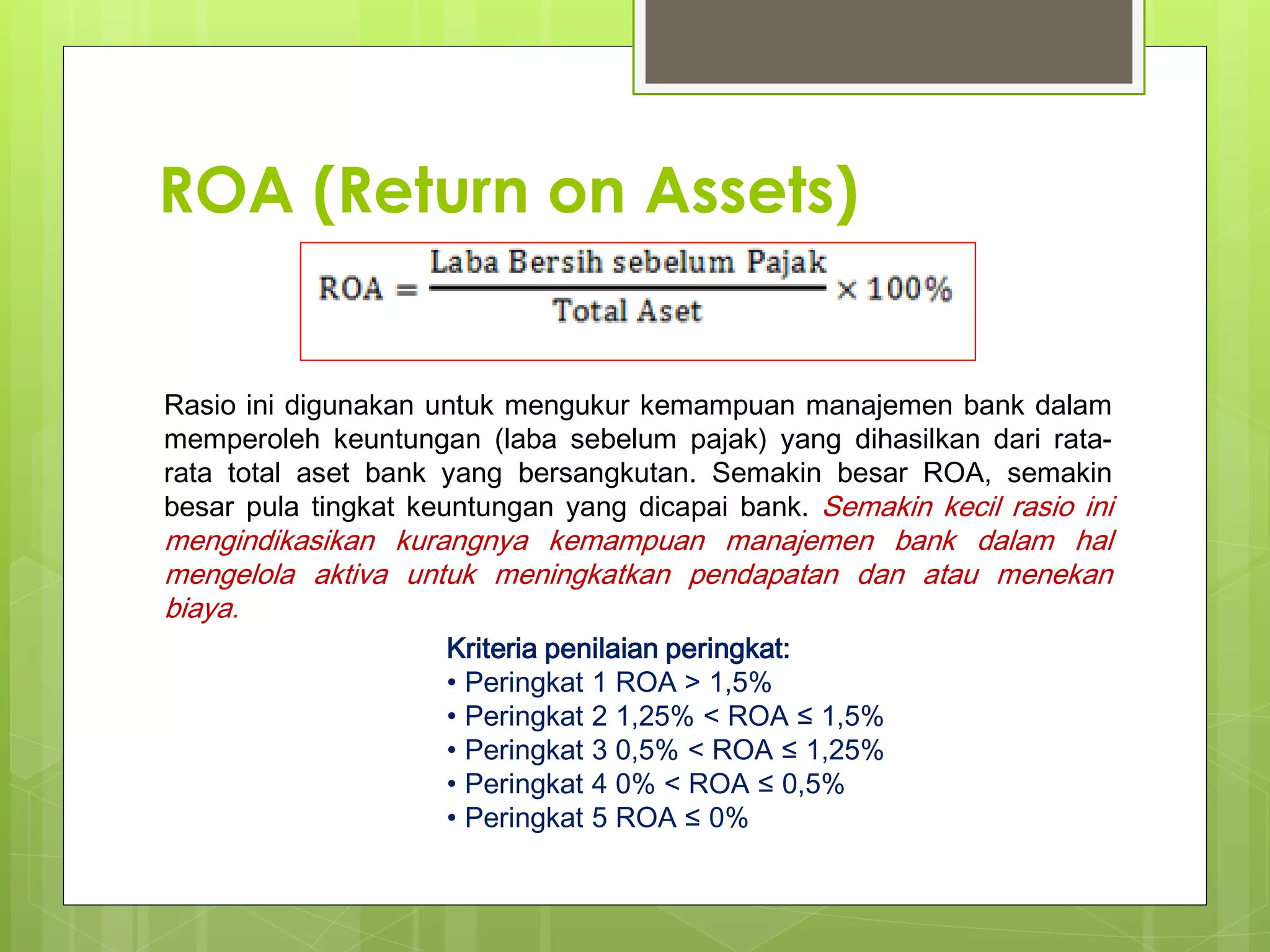 Penilaian Kinerja Rasio Keuangan Perbankan | PDF