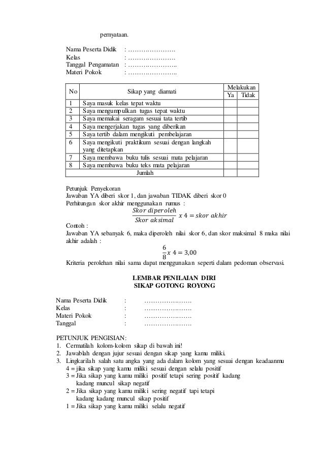 Penilaian Kompetensi Sikap Pada Kurikulum 2013