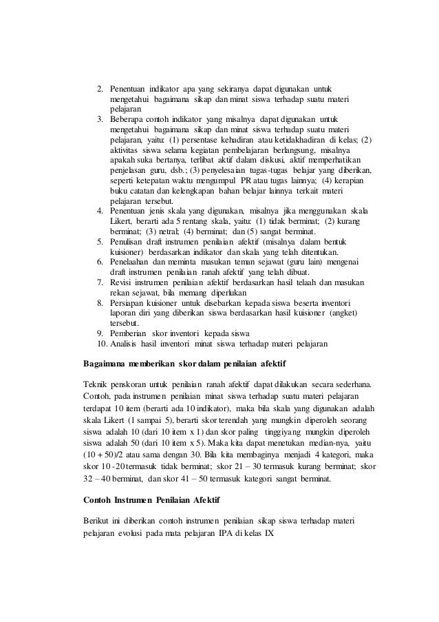 Penilaian Ranah Afektif